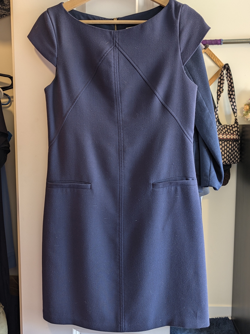 Eliza J Navy Cap-Sleeve Shift Dress